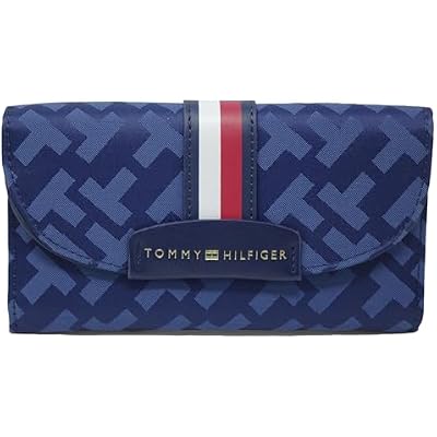 Tommy Hilfiger Women's Navy Blue Logo Checkbook Wallet Clutch Bag