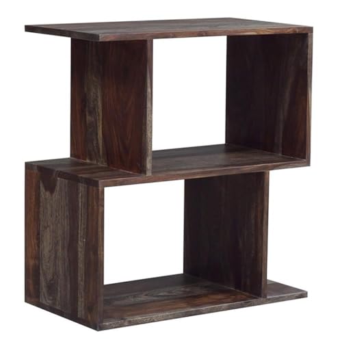 Hawthorne Collections Fall River 2-Tier Solid Sheesham Wood Bookcase, Gray