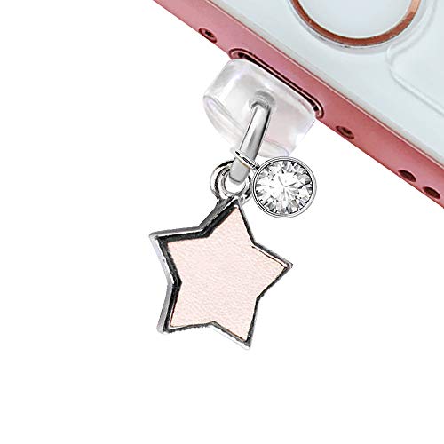 Eiise & Fonda Cp29 Usb Charging Port Anti Dust Plug Leather Star Pendant Phone Charm For Iphone 11/ Xs Max/Xr/X/8 Plus/7/6S/6/Se Ipad Ipod ( Pink ) #TOP27
