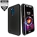 LG Fiesta Case, LG Fiesta 2 Case, LG X Charge Case, LG X Power 2 Case With Tempered Glass Screen Protector,IDEA LINE(TM) Heavy Duty Protection Hybrid Hard Shockproof Slim Fit Cover - Black