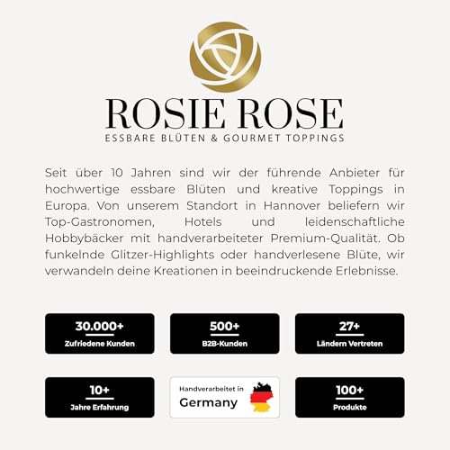Foto von ROSIE ROSE - Essbare Damaszener Rosenblüten (50g) - Ganze Rosenknospen getrocknet - Premium Rosentee, Rose Tea & Blütentee - Getrocknete Rosen für Tortendeko Blumen essbar & Essbare Blüten für Torten