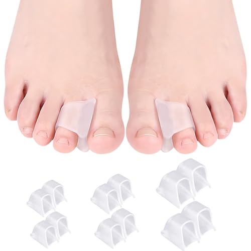 Hasny Lot de 12 séparateurs d'orteils en gel - 3 tailles pour homme et femme - Séparateurs d'orteils en silicone pour chevauchement, oignons, orteils tordus