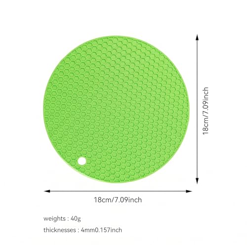 Image of Silicone Trivet Mats,Heat Resistant Pot Holders, Multipurpose Non-Slip Hot Pads for Kitchen Potholders, Hot Dishers, Jar Opener, Spoon Holder, Food Grade Silicone(Green Size Round 7''x7'')