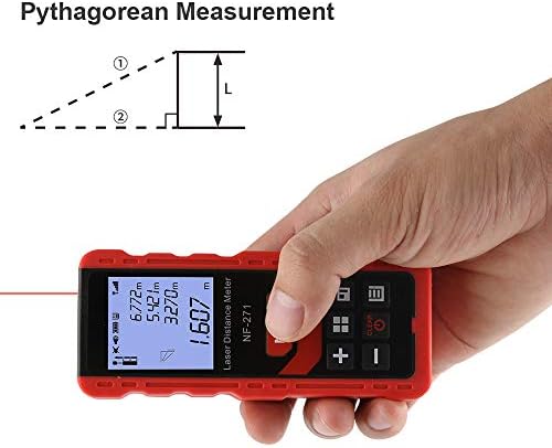 Laser Distance Meter 50M/165ft, NOYAFA Digital Laser Measure with Electronic Angle Sensor, M/in/Ft Unit Switching, Backlit LCD Display, Measure Distance/Pythagorean/Area/Volume