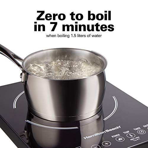 Hamilton Beach Portable Single Induction Cooktop Countertop Burner Hot Plate with Fast Heating Mode, 1800 Watts, 10 Temperature Settings up to 450F, Black (34104) by Hamilton Beach - Image 4