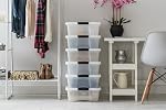 IRIS USA 26 L Plastic Storage Box with Lid and Latches - 6 Pack - BPA-Free, Discreet Organizing Solution, Durable Nestable Stackable Containers, Secure Pull Handle - Pearl