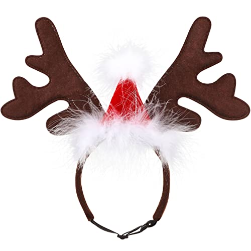 Tiara de chifres de rena de Natal para cães com chapéu de Papai Noel de Natal para animais de estima