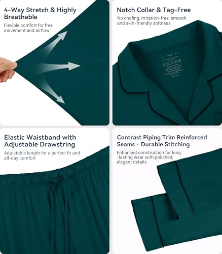 Image of WiWi Viscose from Bamboo Women's Pajamas Set Super Soft Button Down Top and Pants Sleepwear Cooling Pjs S-3X