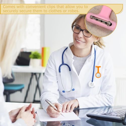 Lot de 6 montres d'infirmière avec clip - Montre d'infirmière - Pratique - Moniteur de fréquence cardiaque - Pour médecins et infirmières (bleu clair, rose, rouge, blanc, orange, violet – Image 4