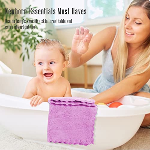 Image of Cute Castle Ultra-Soft Baby Washcloths, 16 Pack - 9 inch by 9 inch, Gentle on Sensitive Skin for Face and Body, Plush, Super Absorbent Wash Clothes for Girls and Boys, White+Pink+Purple+Frozen Blue