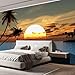 wall26 - Large Wall Mural - Beautiful Tropical Scenery/Landscape Palm Trees on The Beach at Sunset | Self-Adhesive Vinyl Wallpaper/Removable Modern Decorating Wall Art - 66
