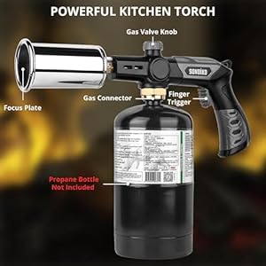   Sondiko-Powerful-Grill-Cooking-Propane-Torch-L8010-Sous-Vide-Campfire-Starter-Adjustable-Wood-Torch-Burner-for-Searing-Steak-BBQ-WeldingBlack-Grey-Propane-Tank-Not-Included