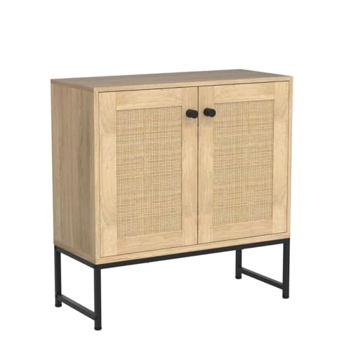 Best Choice Products SKY6513 2-Door Rattan Storage Cabinet, Accent Furniture, Multifunctional Cupboard For Living Room, Hallway, Kitchen, Sideboard, Buffet Table W/Non-Scratch Foot Pads thumb #5