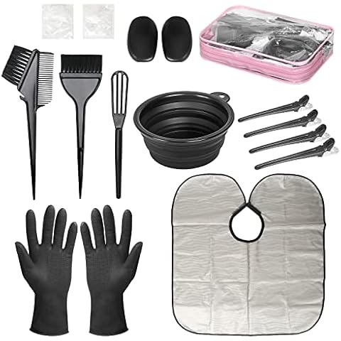 ROOHUA 16 Pieces Hair Dye Coloring Kit- Hair Tinting Bowl, Hair agitator, Dye Brush, Ear Cover, Hairpin, Hair Coloring Cape For Hair Dye Tools Cover