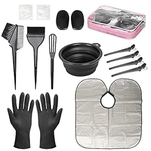 ROOHUA 16 Pieces Hair Dye Coloring Kit- Hair Tinting Bowl, Hair agitator, Dye Brush, Ear Cover, Hairpin, Hair Coloring Cape For Hair Dye Tools