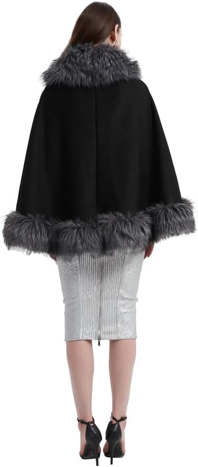 Women Luxury Faux Fur Shawl Winter Warm Wraps Wedding Bridal Cover Up Cloak Faux Fur Evening Cape Coat