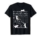 Süße Katze die mit ihren Pfoten und Musiknoten spielt. Lustige Geschenkidee für Musiker wie Gitarristen oder Pianisten oder Musikstudenten. Lustiges Design wenn du ein Musikinstrument spielst wie das Banjo und wenn du Tiere liebst.