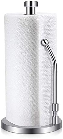 moopok Upscale Paper Towel Holder, Stainless Steel Standing Tissue Holder, One-Handed Tear, Perfect Modern Design for Kitchen, Keeps Kitchens Countertop Tidy