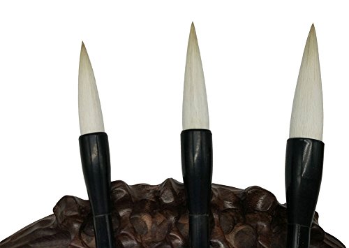 Easyou Hu Chinese Brush For Calligraphy(Running Script) And Sumi Drawing(Flower, Peony) Jianhao(Goat Hair Mixed With Little Wolf) 3Pcs/Pack(Size:larger+Medium+Small) Jjtb #TOP1