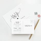 antwortkarten hochzeit Qualität: Unsere Postkarten werden auf unserer hochwertigen, schweren, unbeschichteten weißen Kartonage gedruckt – perfekt für den Versand.