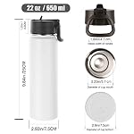 22oz Insulated Water Bottle with Straw Lid, White, 4-Pack - Image 2