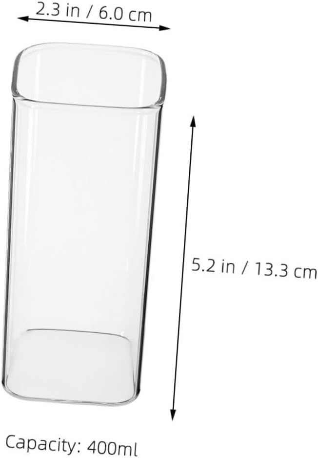 Ipetboom 3pcs Square Glass Cups Modern Heat-resistant Borosilicate Milk Juice Cup Simple Breakfast Beverage Tumbler
