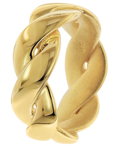 Bague pour femme torsadé or sur argent 925 trendor, fini les doigts verts