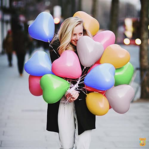 Image of ITAF Set of 50 Pcs Heart Shaped Latex Balloons For Birthday /Anniversary /Valentine's /Wedding /Engagement Party Decoration - Multicolor
