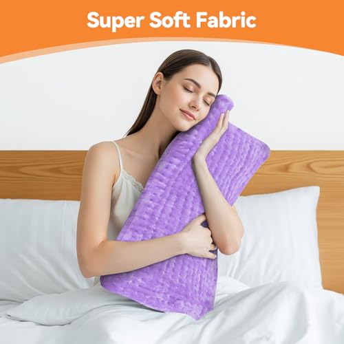 Image of Heating Pad for Back Pain, Electric Heat Pad with 9 Heat Levels & 4 Auto-Off Timers, Portable Heating Pad for Period Cramps, Shoulder, Neck, Machine Washable, Gifts for Women, Men, Purple, 24''x12''