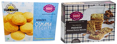 Image of Karachi Bakery Osmania Biscuits, 400g & PREMIUM ALMOND BUTTER BISCUITS, 300G