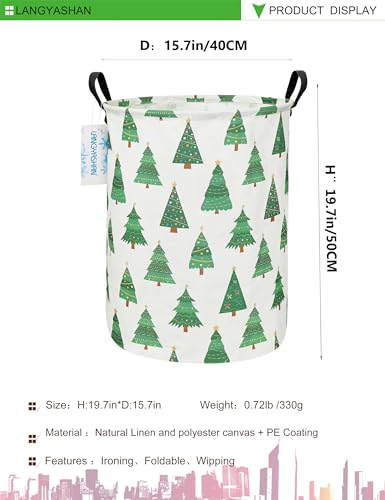 Image of Round Laundry Basket Collapsible Storage Hamper Toy Bin (Christmas Tree)