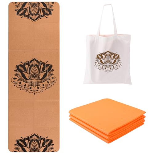 EKE vikbar yogamatta, 5 mm tjocklek, standardstorlek, vikbar, lätt och bärbar, lämplig för yoga, pilates, fitness, sport, träning, levereras med...