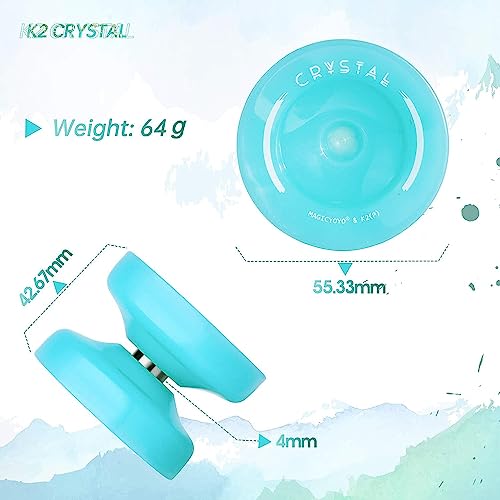 Image of MAGICYOYO K2 Crystal Responsive Yoyo for Kids 8-12 & Beginners, Durable PC Responsive Yoyo Professional with Finger Spin Hub, Includes 12 Yo yo Strings, Glove & Bag (Lake Blue)