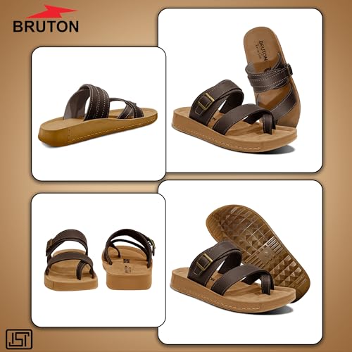 Image of BRUTON Stylish Men's Sandals | Comfortable, Lightweight & Anti-Skid | PU Material Casual Footwear for Office & Daily Use