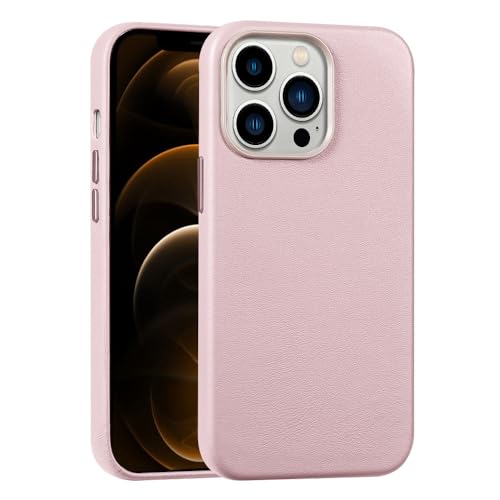 Housse de charge magnétique iPhone 13 Pro étui cuir rose anti-rayures