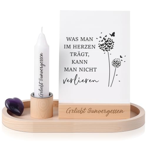 Hestya Trauergeschenk für Hinterbliebene, Weiß Trauerkerze mit Spruch