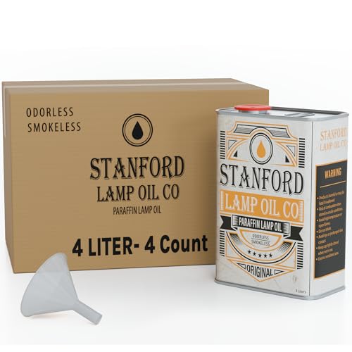 Case - Stanford Premium Lamp Oil - 4 Liter - Clear Paraffin (4-Pack) - Smokeless & Odorless - Ideal for Indoor and Outdoor Use