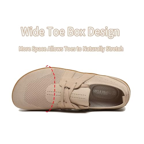 Women's Wide Toe Minimalist Barefoot Walking Shoes Knit Comfortable Mesh Lace-up Shoes Casual Tennis Gym Athletic Sneakers3
