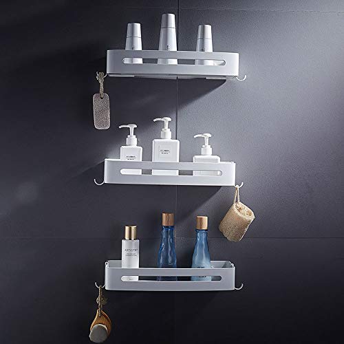 Estante de baño de acero inoxidable duradero para ducha y cocina con ganchos integrados 7