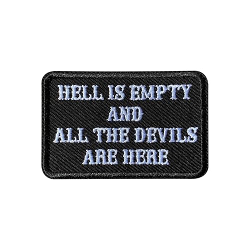 Zolawe Hell is Empty and All The Devils are Here Hook and Loop Patch, 3 Inches Sew On Patches, Embroidery Patches for Backpacks Bags Vest Dog Harness, Sarcastic Tactical Military Embroidered Patches