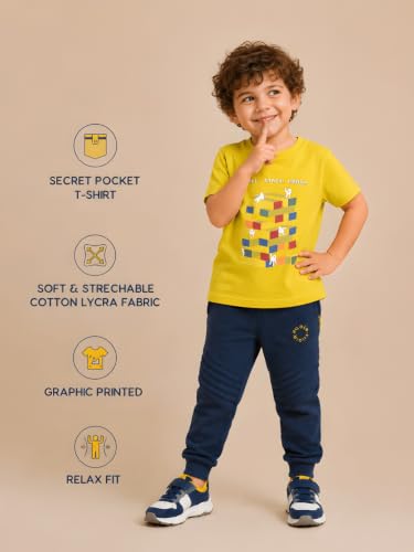 Image of Pilolo Kids Soft Cotton Lycra Pocket T-Shirt for Boys - (Combo Pack of 2)