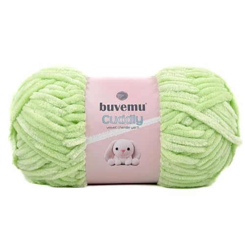 Image of Cuddly Velvet Chenille Yarn, Super Soft Fluffy Bulky for Knitting Crocheting Crafting Blanket Amigurumi, Durable for Shedding, 100 Gram (3.53 Ounces) 109 Yards (100 Meters) (Lime)