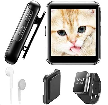 Mini Clip Bluetooth4.2 MP3 Player 16GB 1.5inch Full Touch Screen HiFi Lossless Music Player with FM Radio, Recorder, Back Clip, Watch Strap for Running Sports MP3 Player