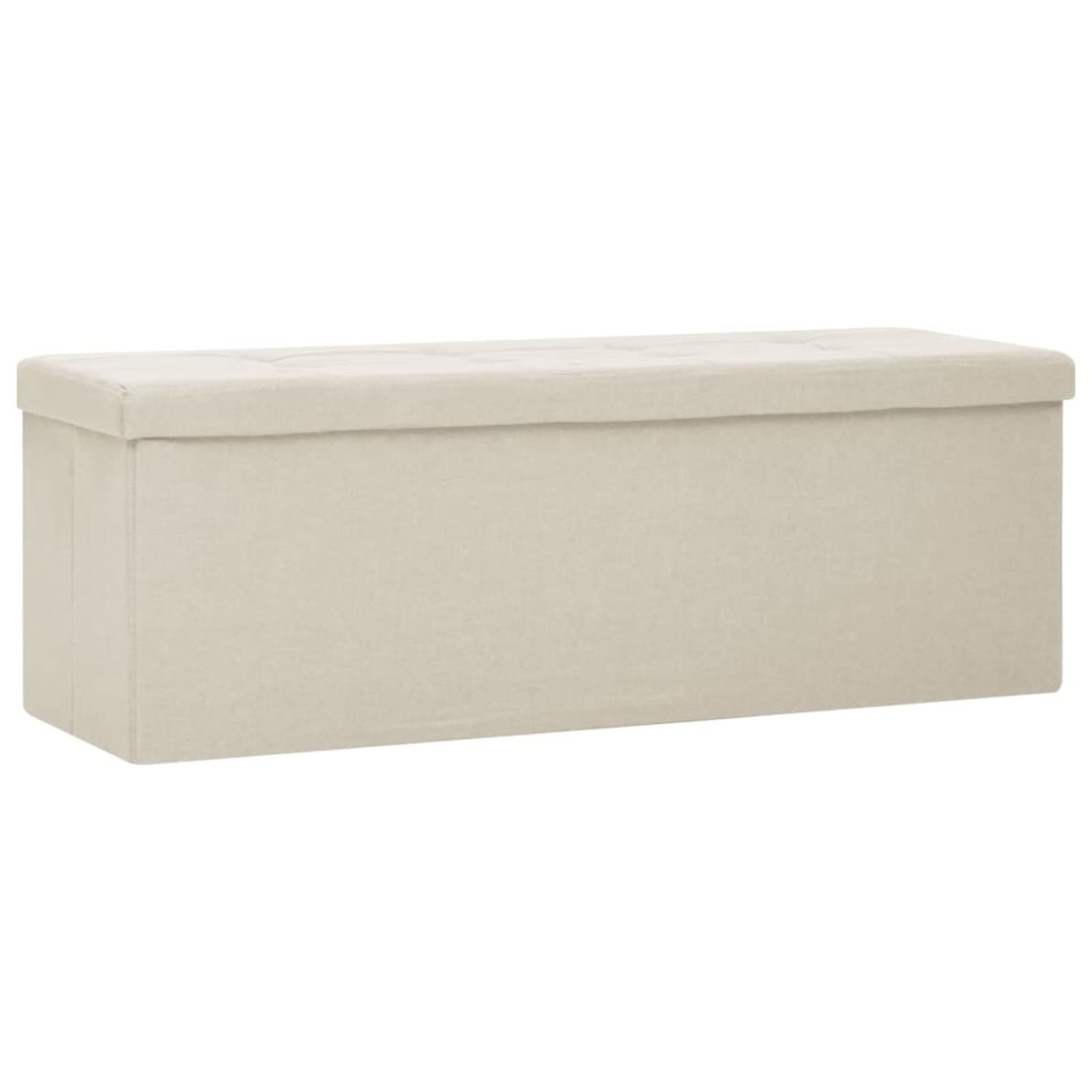 Tidyard Banc de Rangement Blanc crème avec siège rembourré, Coffre de Rangement Pliable en Faux Lin et MDF, 110x38x38 cm, capacité 110 kg, pour entrée, Salon ou Chambre