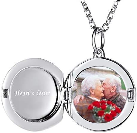 Custom4U Personalised Gifts for Women Christmas Sterling Silver Oval Locket Necklace That Holds Pictures,Personalised Fine Jewellery Photo Pendant with 16/18/22 inch Chain,Stylish Birthday/Valentines Day/Xmas Women Gift