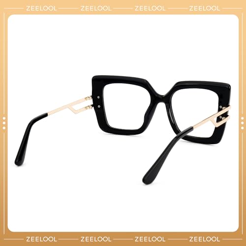 Image of Zeelool Oversized Square Eyeglasses for Women with Non-prescription Clear Lens ZJGX444789-02 Black