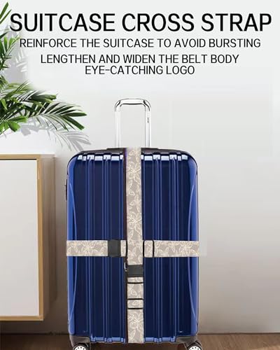 Image of Luggage Straps for Suitcases, Adjustable Travel Belt, Durable Wide Luggage Strap, Cute Suitcase Strap Identifiers with Buckle, Bag Straps for Luggage, Grey Cute Butterfly