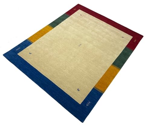 Gabbeh Teppich 100% Wolle 200x250 cm Beige Handgewebt Orientteppich Bunt WR140