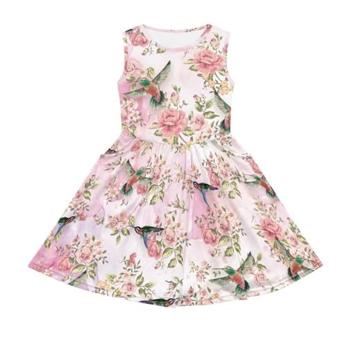 Flashideas Girls Dresses Round Neck Flared Skate Dress with Pockets Casual Dresses Soft Comfortable