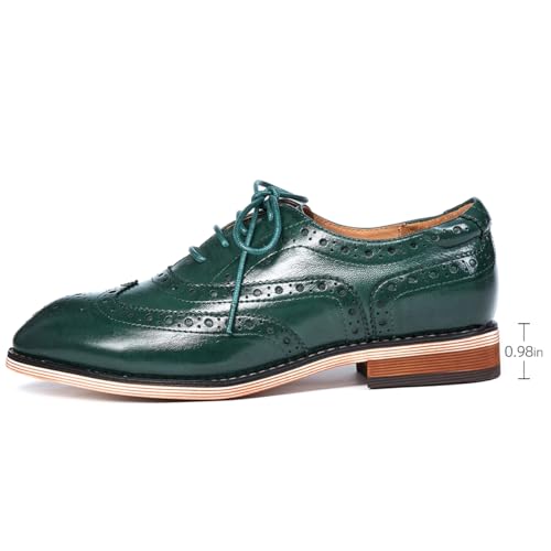Image of Mona flying Women's Leather Perforated Lace-up Oxford Brogue Wingtip Shoes